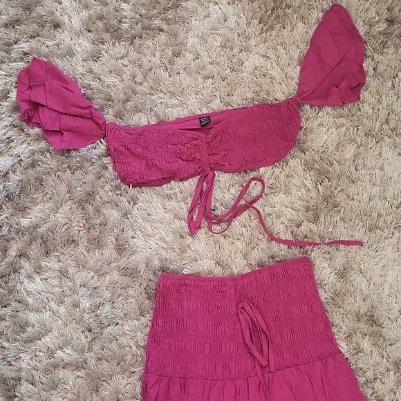 Pink Off-Shoulder Two-Piece Dress - Picture 3 of 4